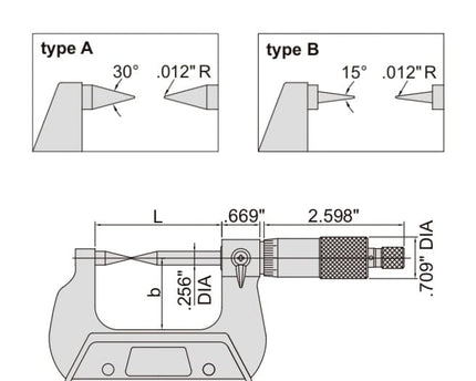INSIZE Measuring Equipment Insize Point Micrometer 1-2" Range Series 3230-2