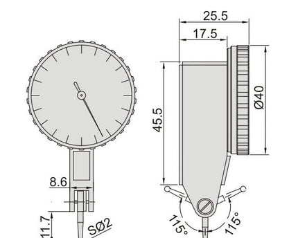 INSIZE Measuring Equipment Insize Precision Dial Indicator 0.2mm Range Series 2897-02