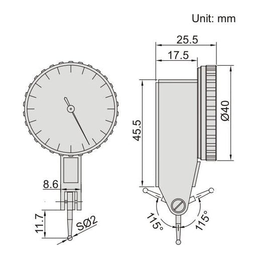 INSIZE Measuring Equipment Insize Precision Dial Indicator 0.2mm Range Series 2897-02