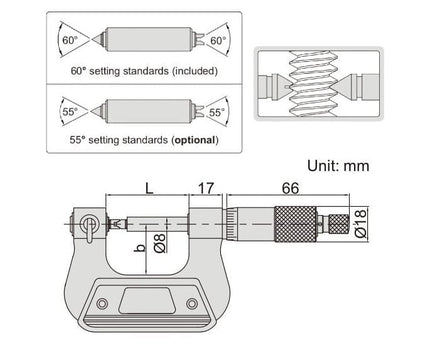 INSIZE Measuring Equipment Insize Screw Thread Micrometer 175-200mm Range Series 3281-200A