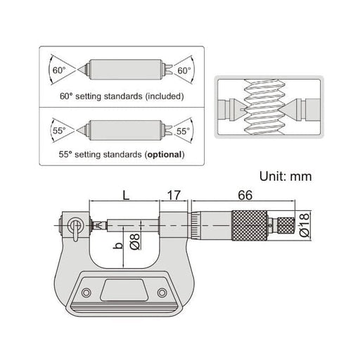 INSIZE Measuring Equipment Insize Screw Thread Micrometer 175-200mm Range Series 3281-200A