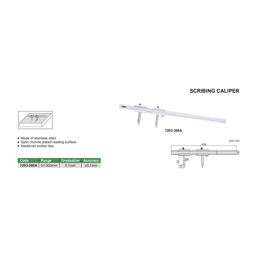 INSIZE Measuring Equipment Insize Scribing Caliper 51-300mm Range Series 7203-300A