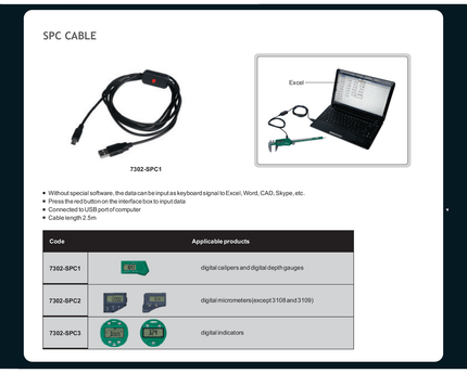 INSIZE MEASURING EQUIPMENT Insize SPC Data Output Cable 2.5m for Indicators Series 7302-SPC3