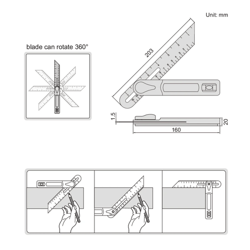 INSIZE Measuring Equipment Insize T-Bevel 203 mm Blade Series 2281-360