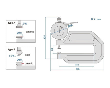 INSIZE Measuring Equipment Insize Thickness Gauge 0-20mm x 0.01mm Range Series 2365-20B