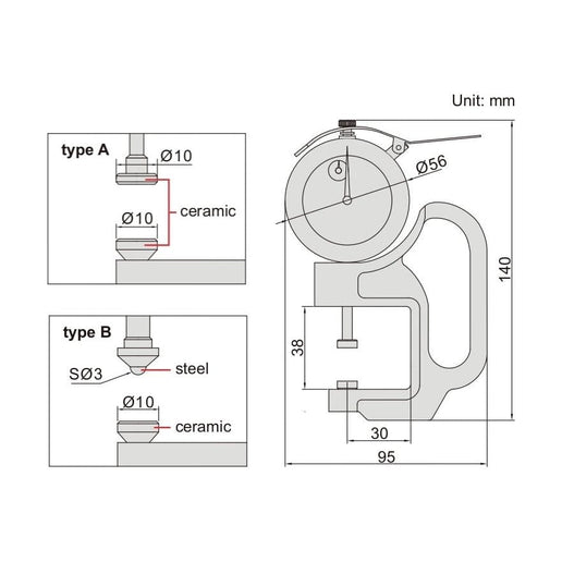 INSIZE Measuring Equipment Insize Thickness Gauge 0-30mm x 0.01mm Range Series 2366-30