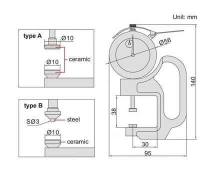 INSIZE Measuring Equipment Insize Thickness Gauge 0-30mm x 0.01mm Range Series 2366-30B