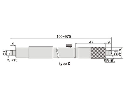 INSIZE Measuring Equipment Insize Tubular Inside Micrometer 150-175mm Range Series 3229-175