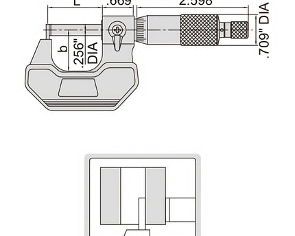 INSIZE Measuring Equipment Insize Type B Cylindrical Anvil Micrometer 0-1" Range Series 3261-1B