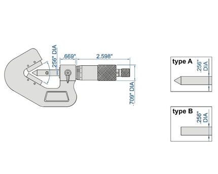 INSIZE Measuring Equipment Insize V Shape Anvil Micrometer 0.2-1" Range Series 3290-105