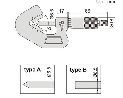 INSIZE Measuring Equipment Insize V Shape Anvil Micrometer 5-20mm Range Series 3290-203A