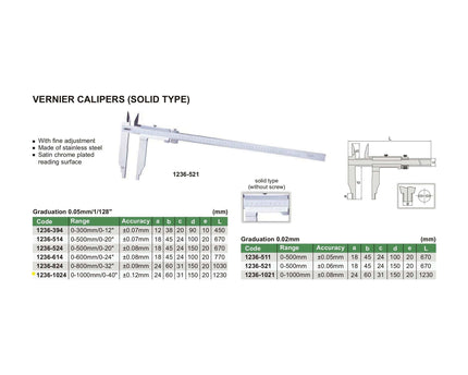 INSIZE Measuring Equipment Insize Vernier Caliper 0-1000mm/0-40" Range Series 1236-1024