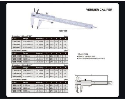 INSIZE Measuring Equipment Insize Vernier Caliper  0-150mm / 0-6"Range Series 1205-1502S