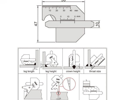 INSIZE Measuring Equipment Insize Welding Gauge 0-10mm Range Series 6832-1