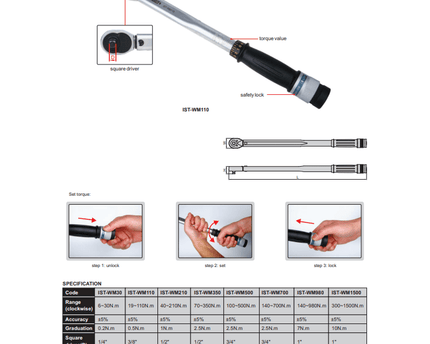 INSIZE Measuring Equipment TORQUE WRENCH, 70-350N.M - IST-WM350