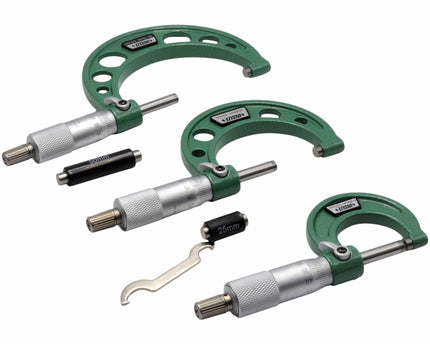 INSIZE Measuring Equipment Insize Metric Outside Micrometer 3 Piece Set 0-75mm Range Series 3203-753A