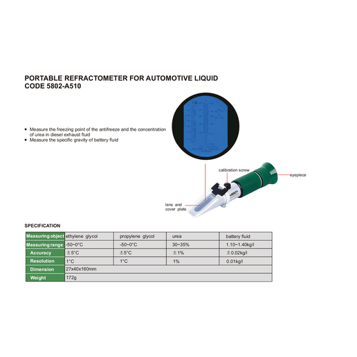 INSIZE MEASURING EQUIPMENT Insize Portable Refractometer for Automotive Liquid Series 5802-A510