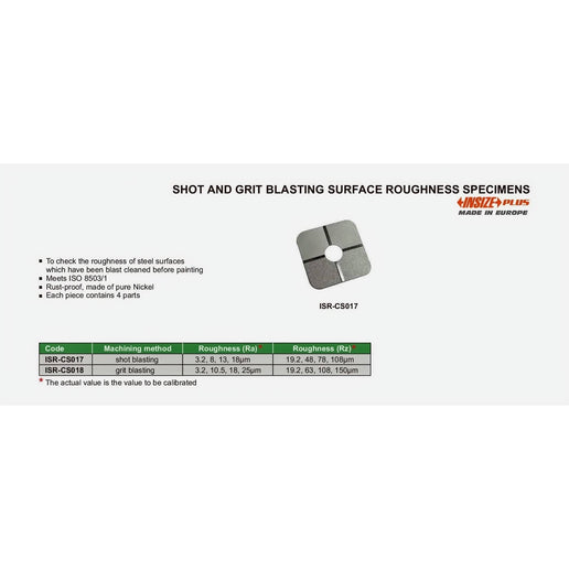 INSIZE MEASURING EQUIPMENT Insize Shot & Grit Blasting Surface Roughness Specimen Series ISR-CS018