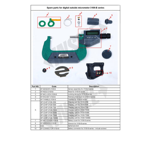 INSIZE SPARES Insize Spherical Anvil Ball Dia 5 mm Series 6303