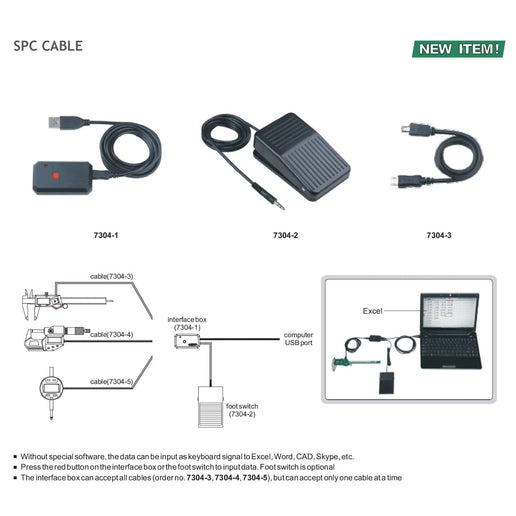 INSIZE Measuring Equipment Insize SPC Cable for Electronic Indicators (20″) Series 7304-5
