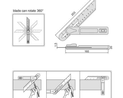INSIZE Measuring Equipment Insize T-Bevel 203 mm Blade Series 2281-360