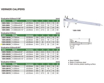 INSIZE Measuring Equipment Insize Vernier Caliper 0-300mm Range Series 1205-3003S