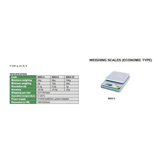 INSIZE MEASURING EQUIPMENT Insize Weighing Scale 6kg Capacity Economic Type Series 8003-6