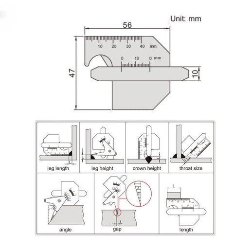 INSIZE Measuring Equipment Insize Welding Gauge 0-10mm Range Series 6832-1