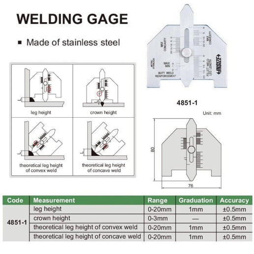 INSIZE Measuring Equipment Insize Welding Gauge Series 4851-1